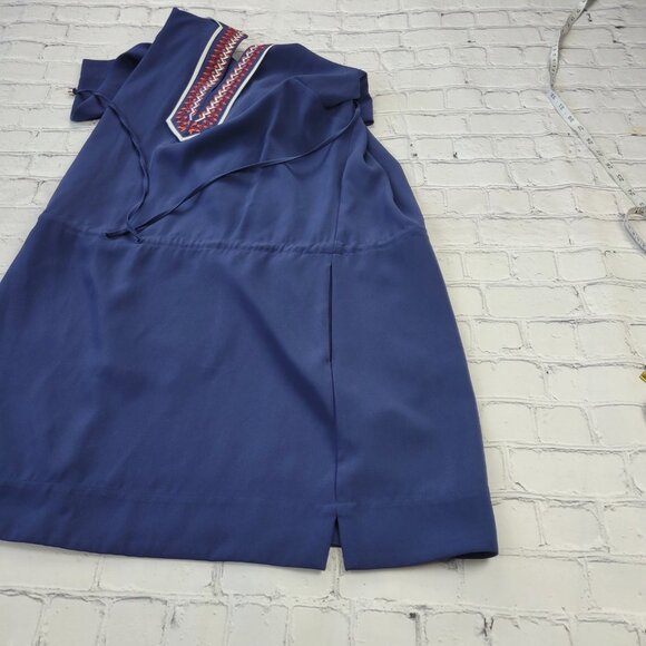 Laundry by Shelli Segal navy blue shirt dress embroidered neckline size S - Picture 13 of 15